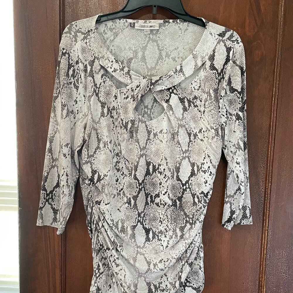 Jennifer Lopez Snakeskin Top with 3/4 Sleeves.